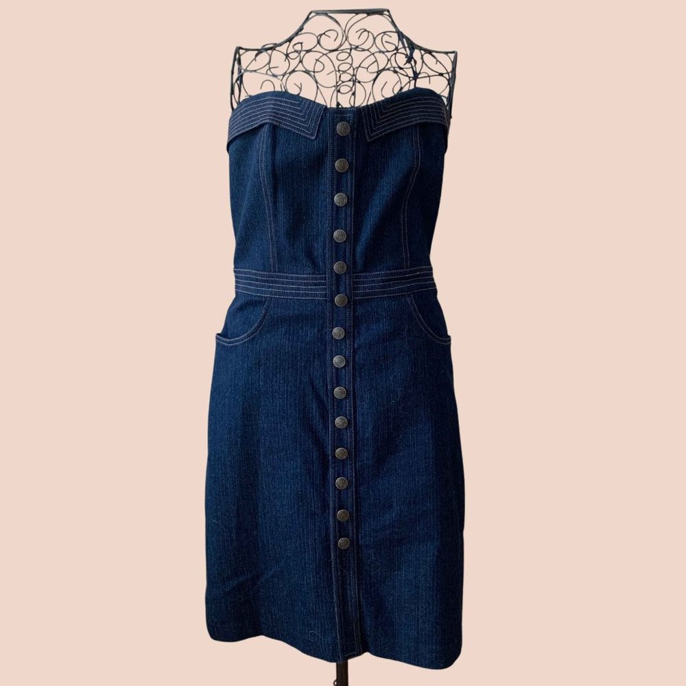 Structured Strapless Denim Dress